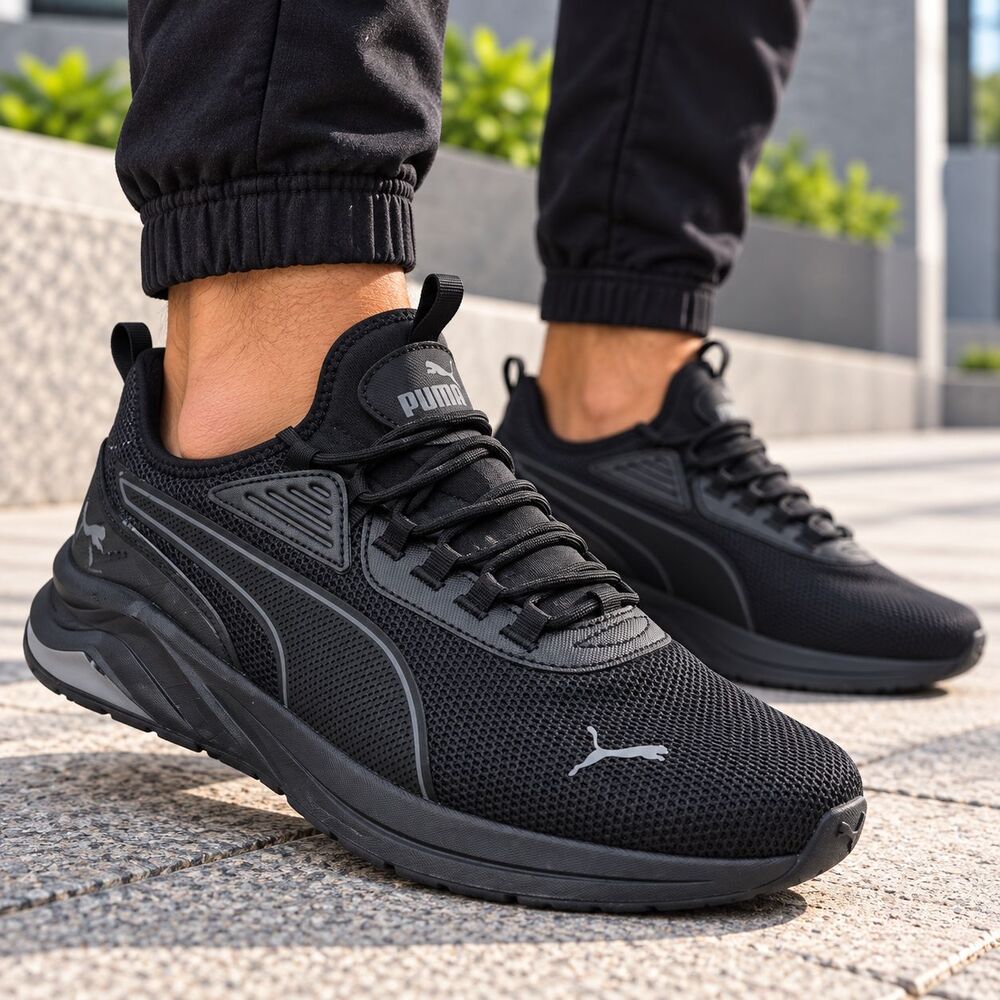 Puma Shoes Mens Size 10.5 Black Mesh Running Athletic Sneakers Gym Casual